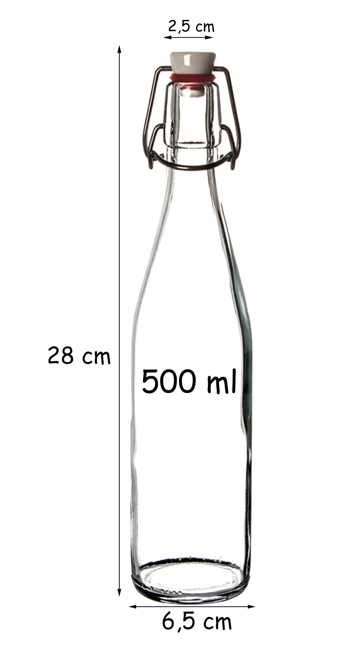 12x Glasflaschen mit Porzellan-Bügelverschluss 500 ml - Draht-Bügelflasche zum Ansetzen von Ölen 6