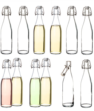 12x Glasflaschen mit Bügelverschluss 500 ml - Draht-Bügelflasche zum Ansetzen von Ölen, Alkohol
