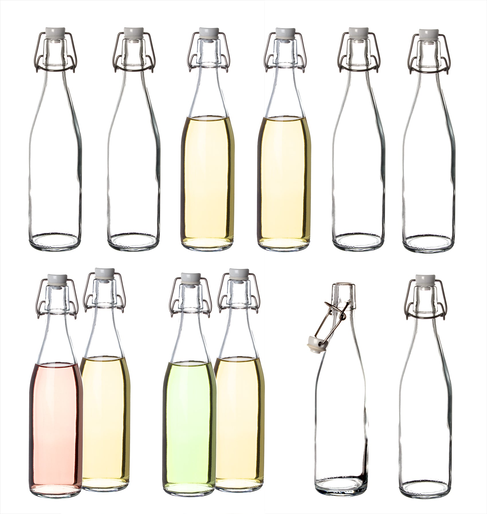 12x Glasflaschen mit Bügelverschluss 500 ml - Draht-Bügelflasche zum Ansetzen von Ölen, Alkohol