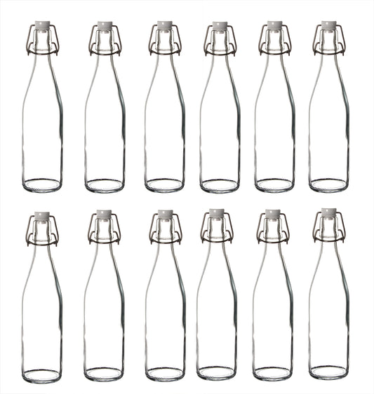 BigDean 12x Glasflaschen mit Bügelverschluss 500 ml - Draht-Bügelflasche zum Ansetzen von Ölen, Alkohol, Likören, Säften - Luftdicht - Made in Germany image 2