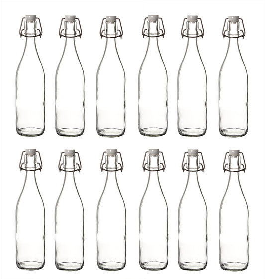 12x Glasflaschen mit Bügelverschluss 1000ml - 1 Liter Bügelflasche zum Befüllen 2