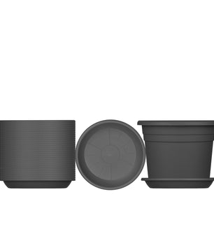 5x Blumentopf Ø 20 cm Farbe Anthrazit & Untersetzer Kunststoff Pflanztopf Containertopf Übertopf 4