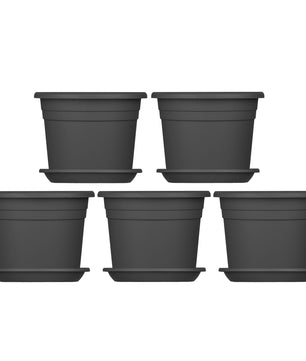 5x Blumentopf Ø 40 cm Farbe Anthrazit & Untersetzer Kunststoff Pflanztopf Containertopf Übertopf 2