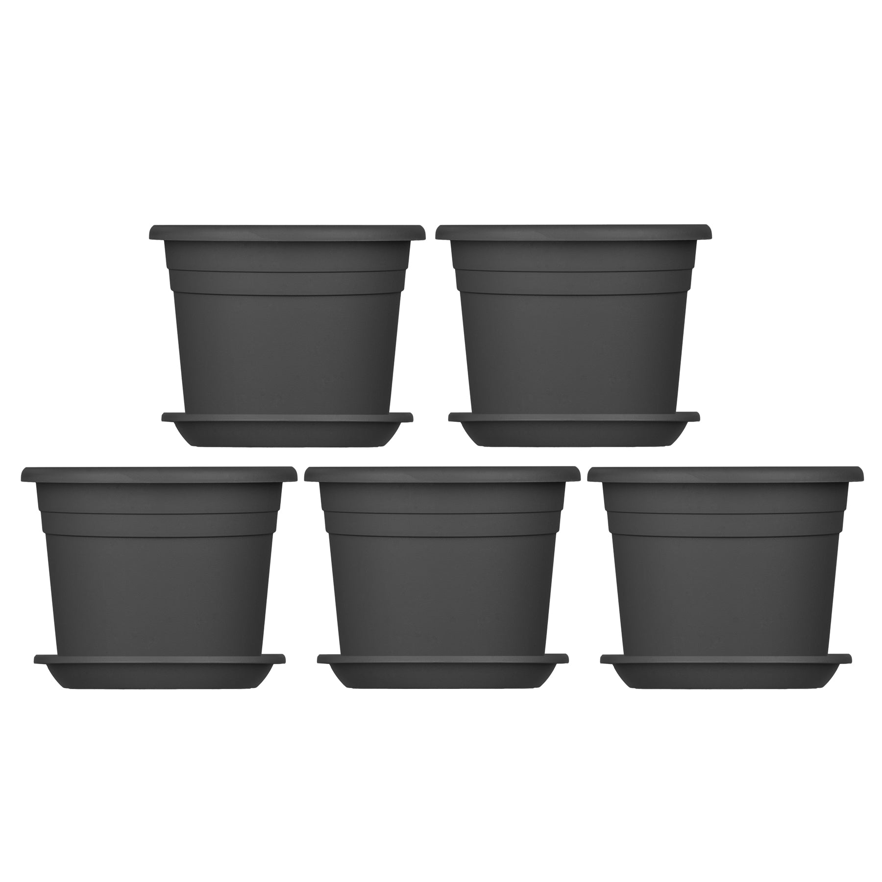 5x Blumentopf Ø 40 cm Farbe Anthrazit & Untersetzer Kunststoff Pflanztopf Containertopf Übertopf 2