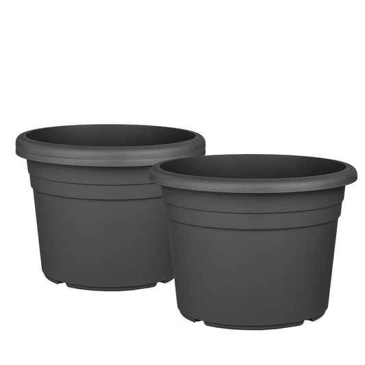 3x Blumentopf Ø 15 cm Farbe Anthrazit Kunststoff Pflanztopf Containertopf Übertopf Pflanzkübel rund 15 x 11 cm