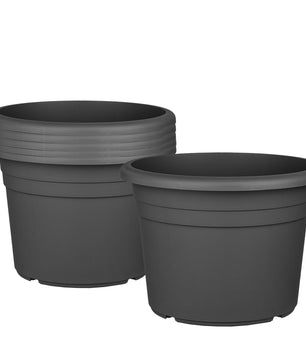 6x Blumentopf Ø 30 cm Farbe Anthrazit Kunststoff Pflanztopf Containertopf Übertopf Pflanzkübel rund