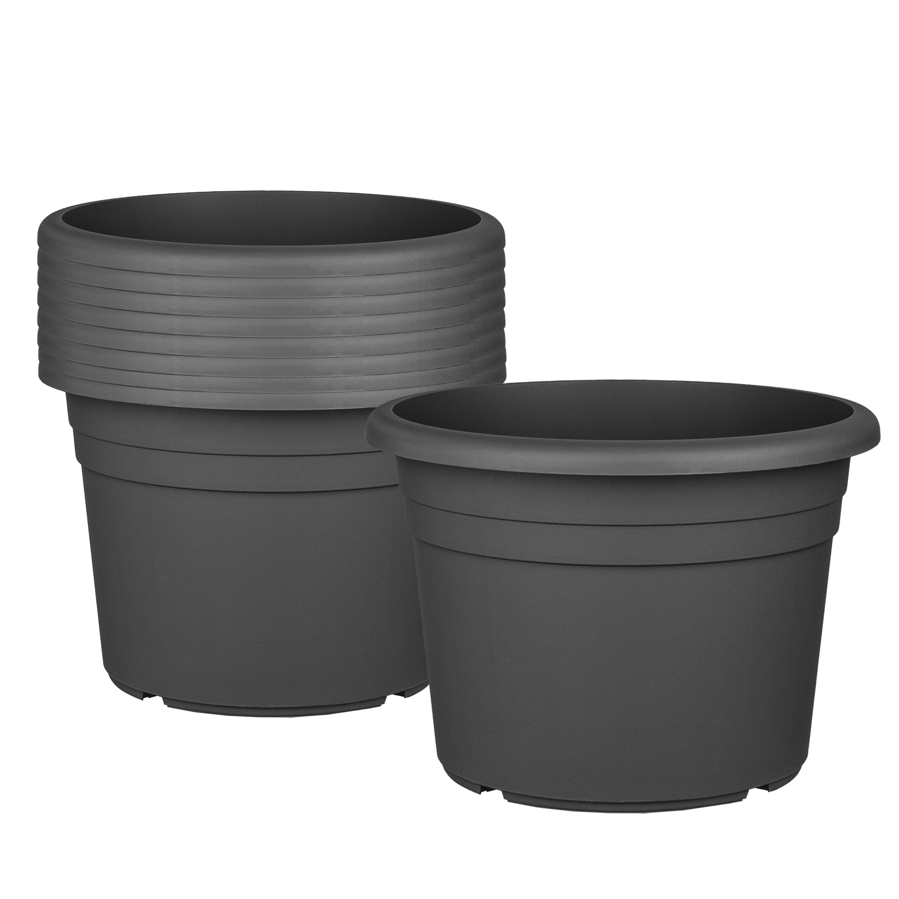 9x Blumentopf Ø 20 cm Farbe Anthrazit Kunststoff Pflanztopf Containertopf Übertopf Pflanzkübel rund
