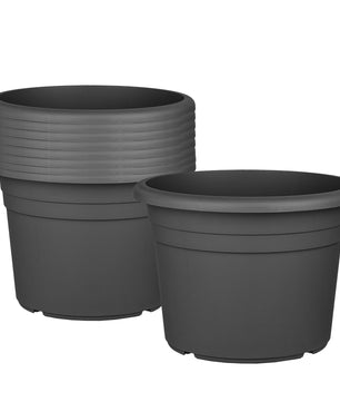 9x Blumentopf Ø 35 cm Farbe Anthrazit Kunststoff Pflanztopf Containertopf Übertopf Pflanzkübel rund