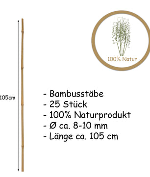 25x Pflanzstab Bambusstab 105 cm x 8 - 10 mm Bambus Rankhilfe Pflanzstab Tonkinstab 100% Naturproduk 5