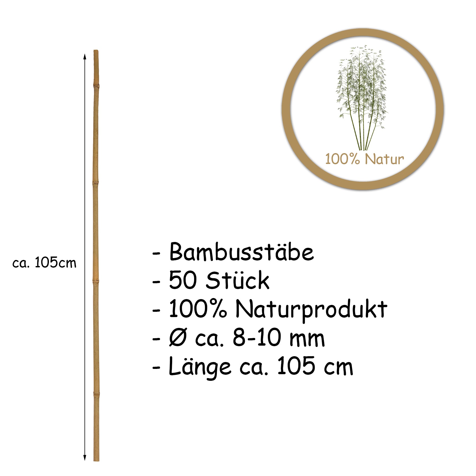 50x Pflanzstab Bambusstab 105 cm x 8 - 10 mm Bambus Rankhilfe Pflanzstab Tonkinstab 100% Naturproduk 5