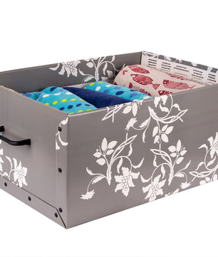 Aufbewahrungsbox mit Deckel Pappe 3er Set Blumenmuster Barock 3