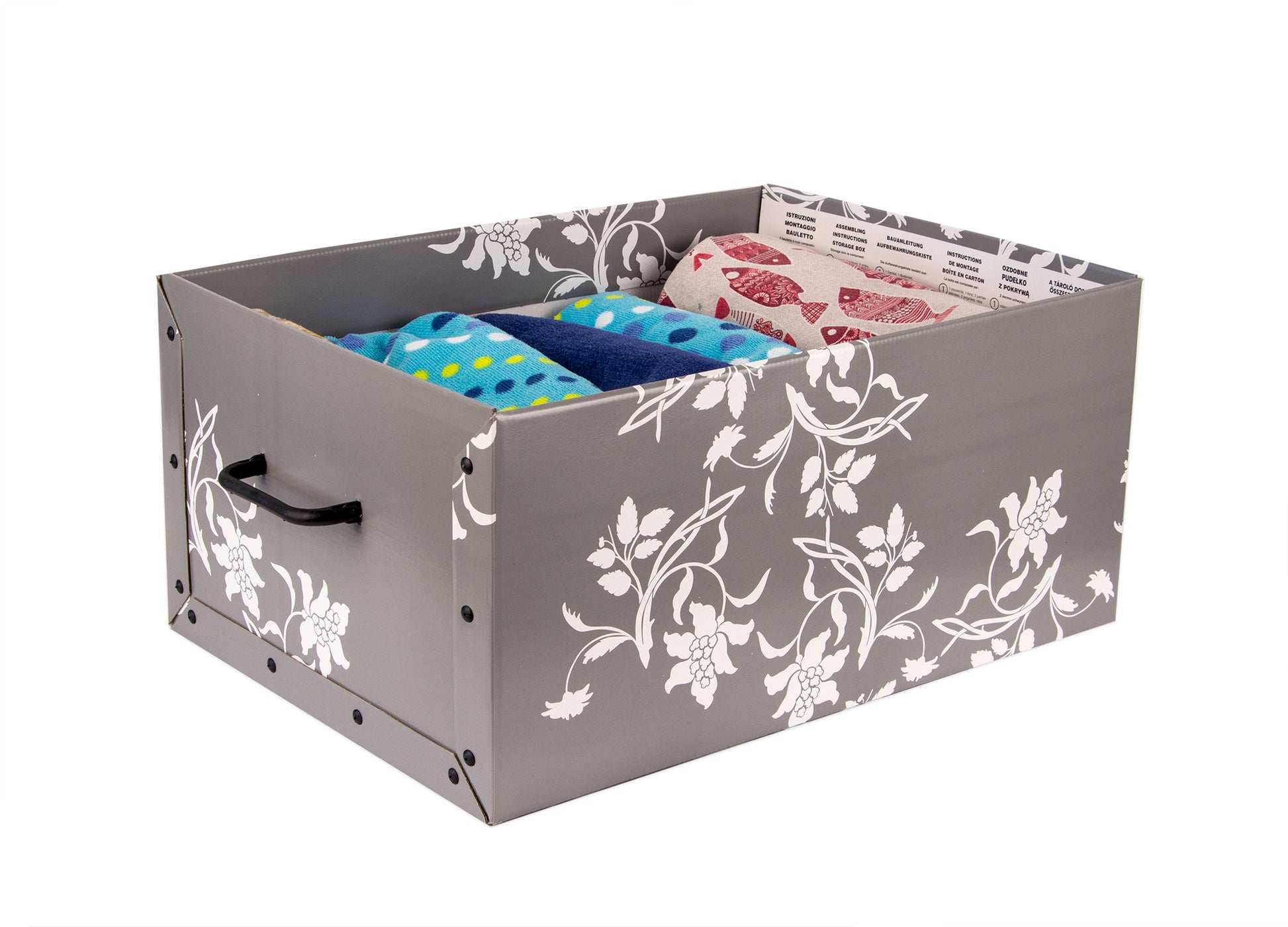 Aufbewahrungsbox mit Deckel Pappe 3er Set Blumenmuster Barock 3