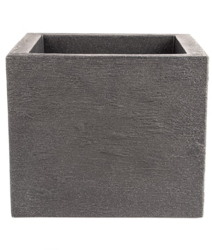Pflanzkübel Kubus 50x50 cm groß - Granitstein-Optik in Anthrazit - Für Außen, frostsicher 2