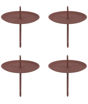 4er Set Kerzenhalter für Adventskranz - Rost-braun - Ø 6cm - Kerzenteller zum Stecken