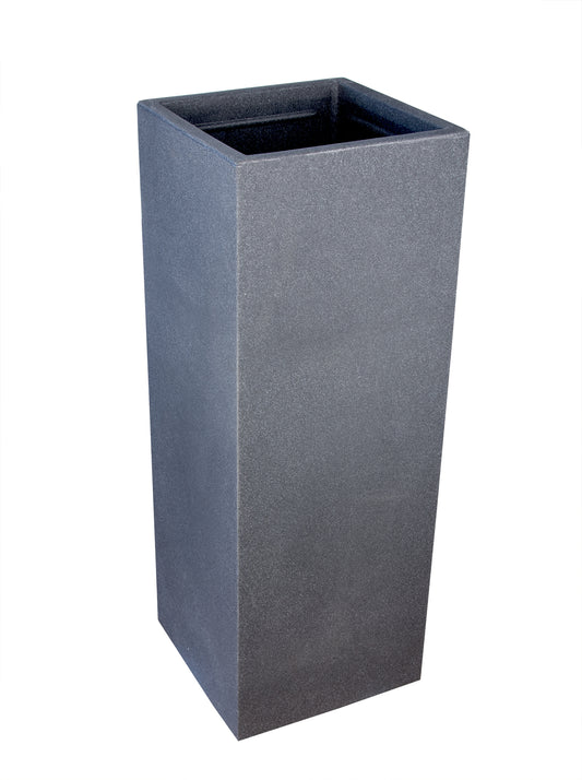 BigDean Pflanzsäule in Stein-Optik - 30 x 80 cm - 16 Liter - hoher Pflanzkübel in Anthrazit - Säule  2