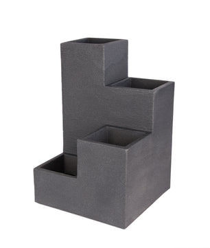 Blumentreppe in Granitstein-Optik - modernes Hochbeet in Anthrazit - 60x40x40 - Blumenkübel  3