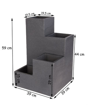 Blumentreppe in Granitstein-Optik - modernes Hochbeet in Anthrazit - 60x40x40 - Blumenkübel  6