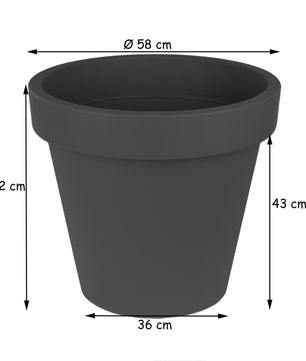 Blumentopf Ø 58 cm aus Kunststoff - Anthrazit - Pflanztopf Containertopf Übertopf Pflanzkübel rund 5