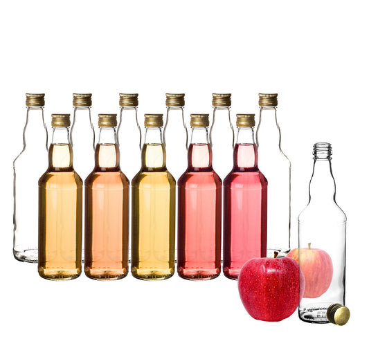 12x Glasflaschen 500ml mit Schraubverschluss in Gold - Flasche zum Befüllen von Saft, Likör, Milch & Öl - Milchflasche Saftflasche Ölflasche Schraubflasche