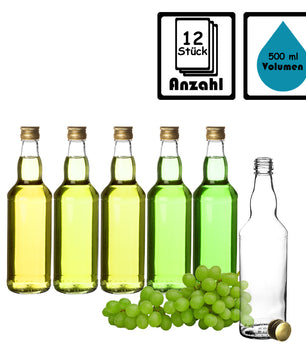 12x Glasflaschen 500ml mit Schraubverschluss in Gold - Flasche zum Befüllen 3