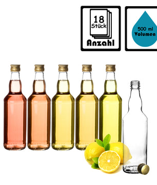 18x Glasflaschen 500ml mit Schraubverschluss in Gold - Flasche zum Befüllen 3
