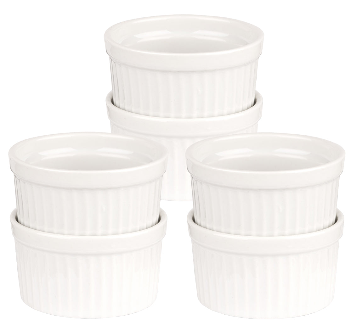 BigDean 6x Souffle Förmchen 9 x 5 cm 185 ml in weiß - Feuerfeste Förmchen aus Keramik - runde Schälchen für Creme Brulee, Muffins & Desserts - Pastetenförmchen