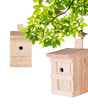 2x Nistkasten für Meisen & Kleinvögel - Vogelhaus aus Massivholz - 27x17x17cm