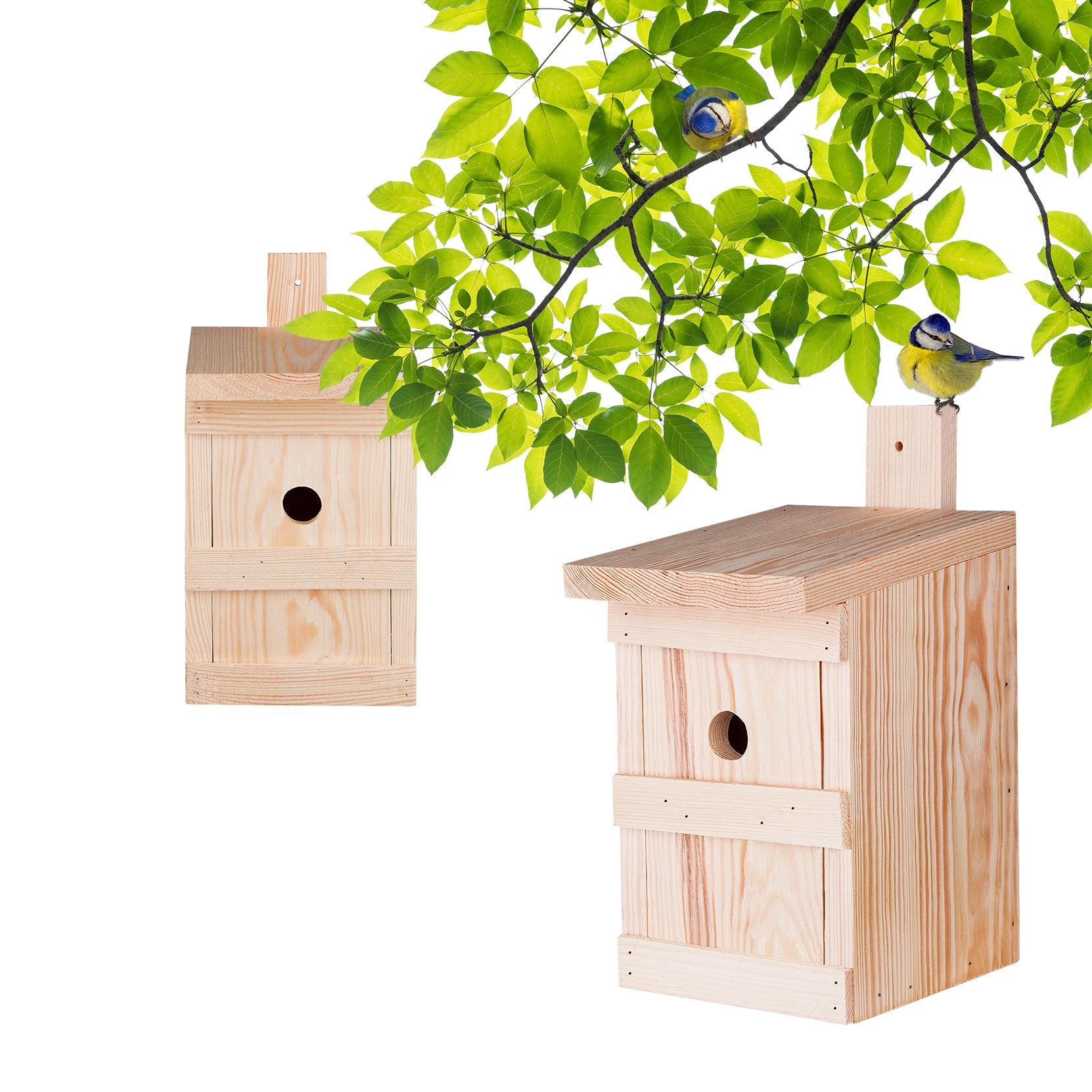 2x Nistkasten für Meisen & Kleinvögel - Vogelhaus aus Massivholz - 27x17x17cm