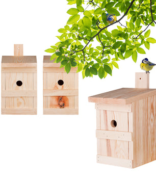 3x Nistkasten für Meisen & Kleinvögel - Vogelhaus aus Massivholz - 27x17x17cm