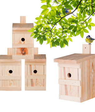 4x Nistkasten für Meisen & Kleinvögel - Vogelhaus aus Massivholz - 27x17x17cm