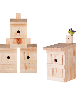 4x Nistkasten für Meisen & Kleinvögel - Vogelhaus aus Massivholz - 27x17x17cm 5