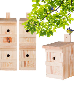 5x Nistkasten für Meisen & Kleinvögel - Vogelhaus aus Massivholz - 27x17x17cm