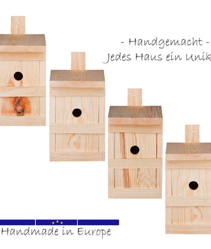 5x Nistkasten für Meisen & Kleinvögel - Vogelhaus aus Massivholz - 27x17x17cm 3