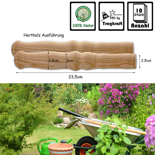 BigDean 10 XXL Holzgriffe für Schiebkarre/Schubkarre ca. 23,5 cm lang 2,5 cm Durchmesser - Hochwertig, flexibel, bereichernd - Ideal für jede Schubkarre/Sackkarre 2