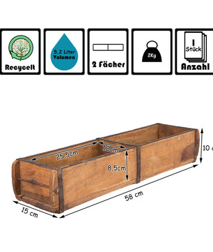 Alte Holzkiste - 58x15x10 cm - Vintage Ziegelform aus recyceltem Holz - Dekokiste Holzdeko Holzbox 6