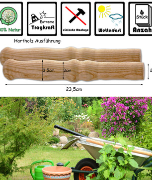 6x Schubkarren Universal Holzgriffe Karrengriff Schiebkarre Schubkarrengriffe Griffe 3