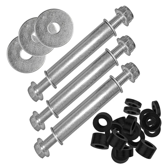 3x Universal Achse für Schubkarrenrad - Schubkarrenachse Montage Set - 14-teilig - Ø 20mm x 147mm - Stahl verzinkt - Schubkarren Karren Schubkarrenreifen 