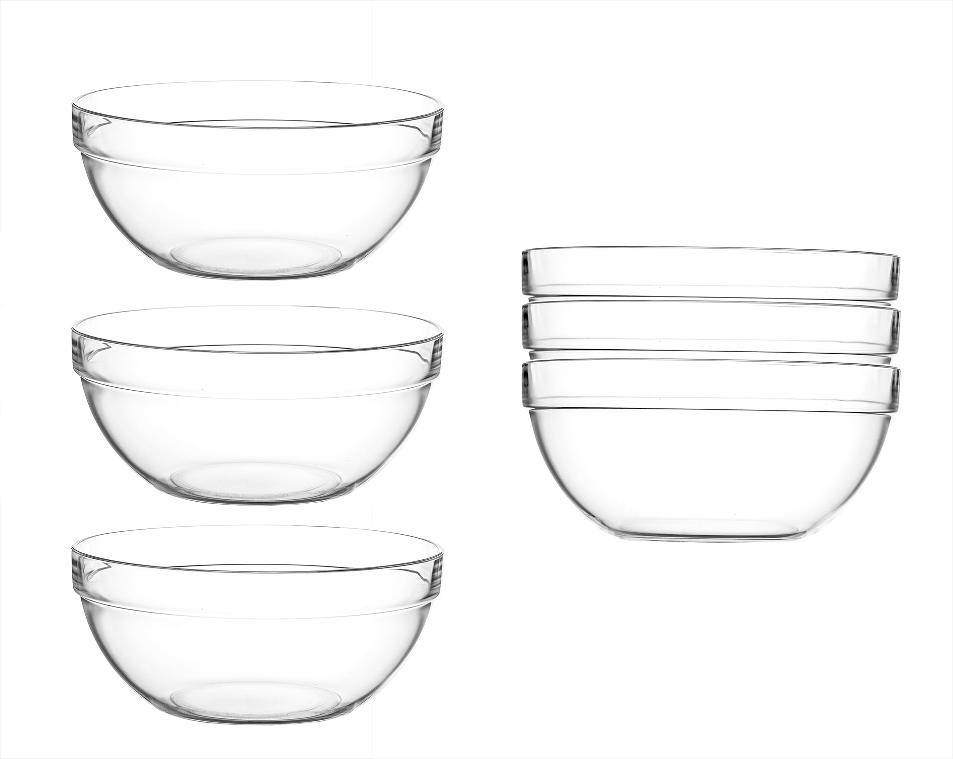 6er Set Dipschalen Ø 10cm aus Glas 210ml - Made in France - Glasschalen, Dessertschalen