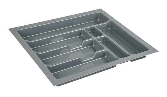 Universal Besteckeinsatz für Schubladen 50 cm - Zuschneidbar - 430x490mm - Schubladeneinsatz aus Kunststoff, Besteckkasten silber-grau, Made in Europe