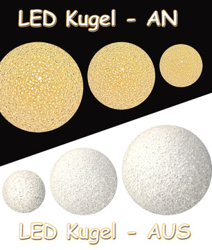 3x LED Kugel mit 6 Stunden Timer - warmweiß - 8 cm - Leuchtkugel für Innen 3