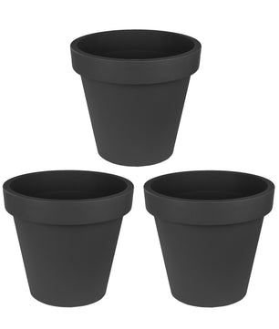 3x Blumentopf Ø 50 cm aus Kunststoff - Anthrazit - Pflanztopf Containertopf Übertopf Pflanzkübel