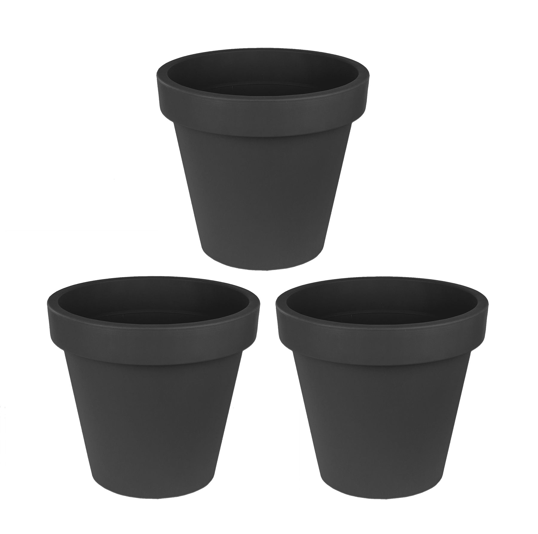 3x Blumentopf Ø 50 cm aus Kunststoff - Anthrazit - Pflanztopf Containertopf Übertopf Pflanzkübel