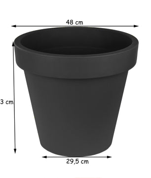 2x Blumentopf Ø 50 cm aus Kunststoff - Anthrazit - Pflanztopf Containertopf Übertopf Pflanzkübel 5