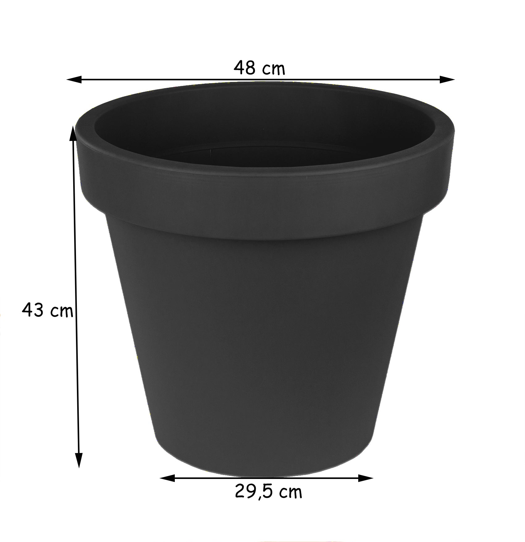 2x Blumentopf Ø 50 cm aus Kunststoff - Anthrazit - Pflanztopf Containertopf Übertopf Pflanzkübel 5