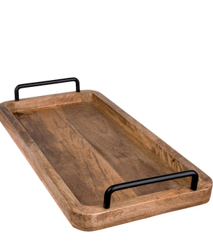 Serviertablett aus Mangoholz - 60 x 30 x 3 cm - Vintage Holz Tablett 3