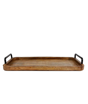 Serviertablett aus Mangoholz - 50 x 25 x 3 cm - Vintage Holz Tablett 2