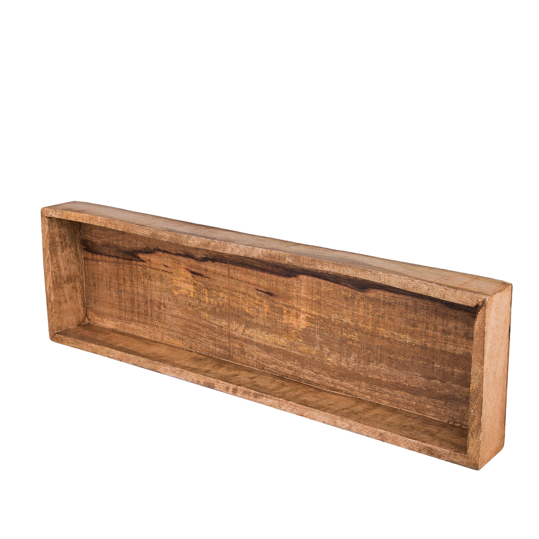 BigDean Tablett aus Mangoholz - 50 x 14,5 x 5 cm - Vintage Holztablett rechteckig - UNIKAT - Deko Holzbrett, Holzschale, Holzablage, Dekotablett 3