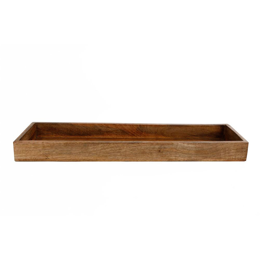 BigDean Tablett aus Mangoholz - 50 x 14,5 x 5 cm - Vintage Holztablett rechteckig - UNIKAT - Deko Holzbrett, Holzschale, Holzablage, Dekotablett image 4