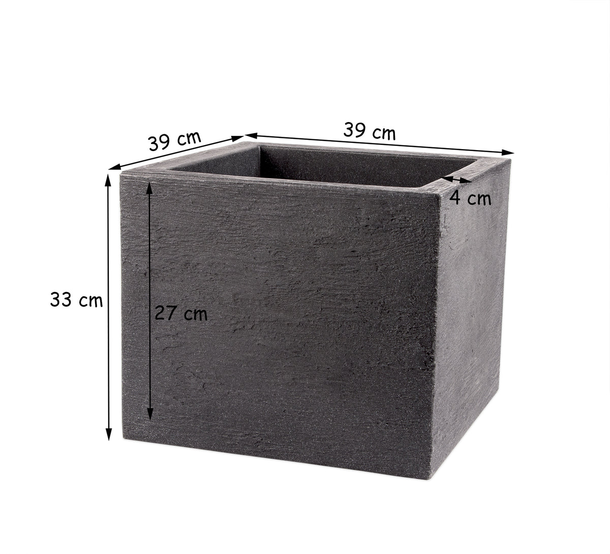 BigDean 2er Set Pflanzkübel 39x39 cm groß - Granitstein-Optik in Anthrazit - Für Außen - XXL Pflanztopf, Blumenkübel, Blumentopf für Terrasse & Balkon image 4