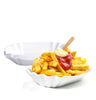 BigDean 4er Set Pommesschale aus Porzellan 19,5 cm - Weiß - Currywurstschale Pommes Frites Currywurst Snack Schale